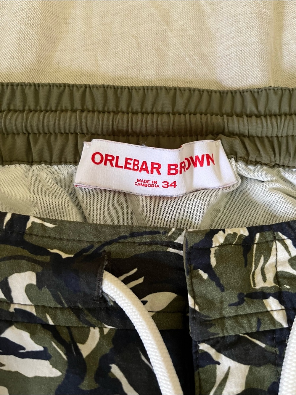 Orlebar Brown Olive Green Camo Hybrid Shorts